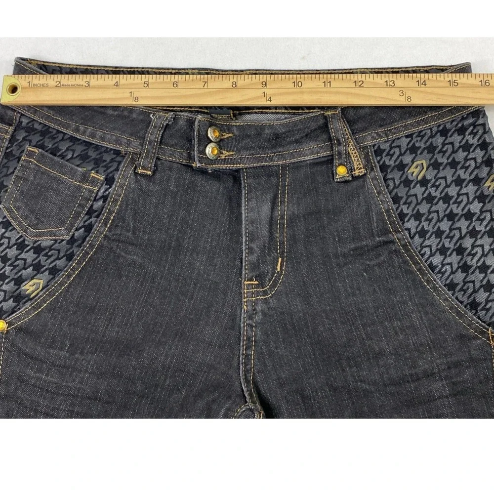 G Unit Company Denim Shorts Junior 11 Dark Wash Gold Rhinestones Flap‎ Pockets